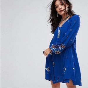 NWT FREE PEOPLE OXFORD V-NECK FLORAL EMBROIDERED DRESS Boho Y2K Cottagecore‎
